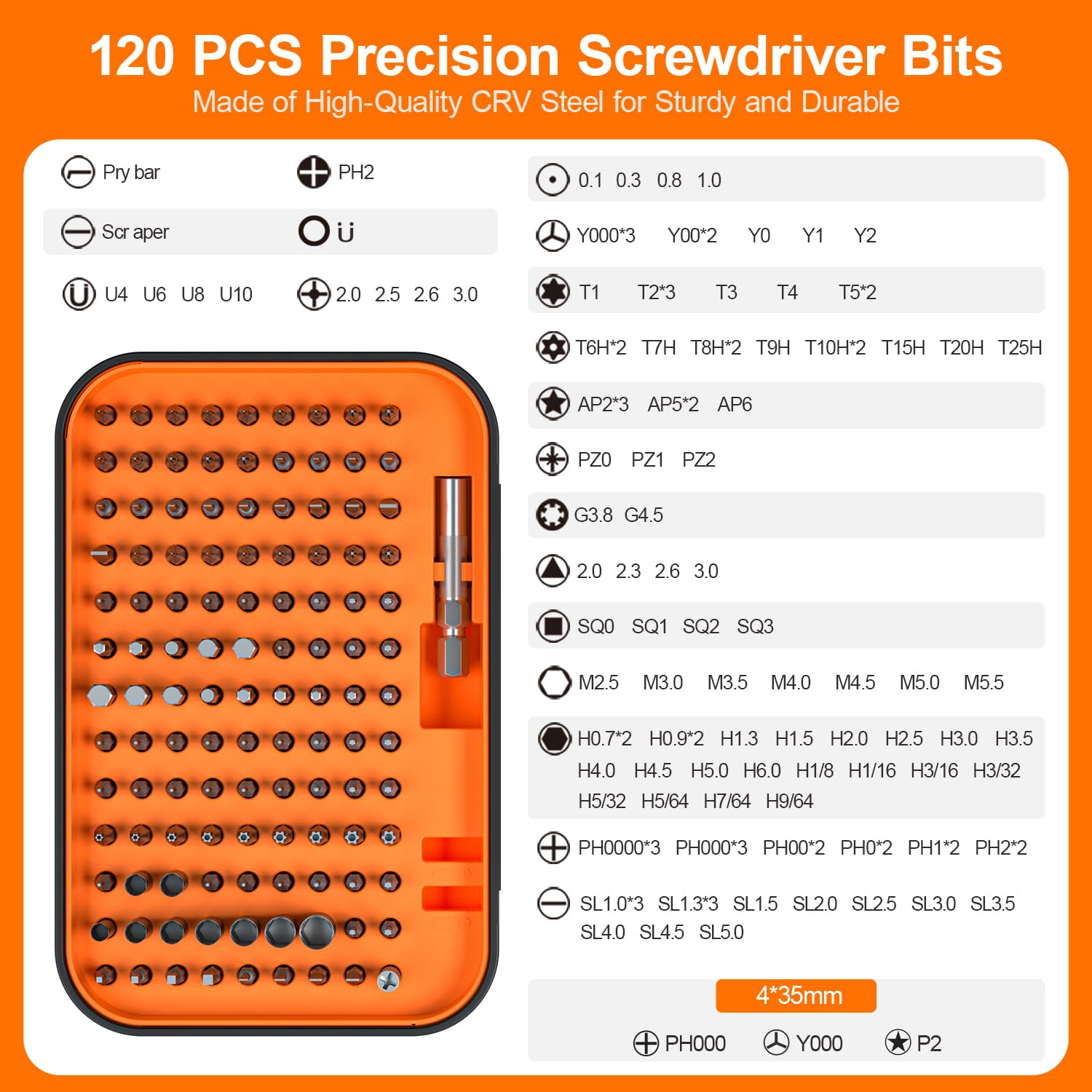 Precision Screwdriver Set, SOONAN 150 in 1 Electronics Tool Kit with 120 Bits Magnetic Screwdriver Set & 30-bit Tool Set Handy Repair Tool for Computer Phone Watch Camera Laptop, Orange