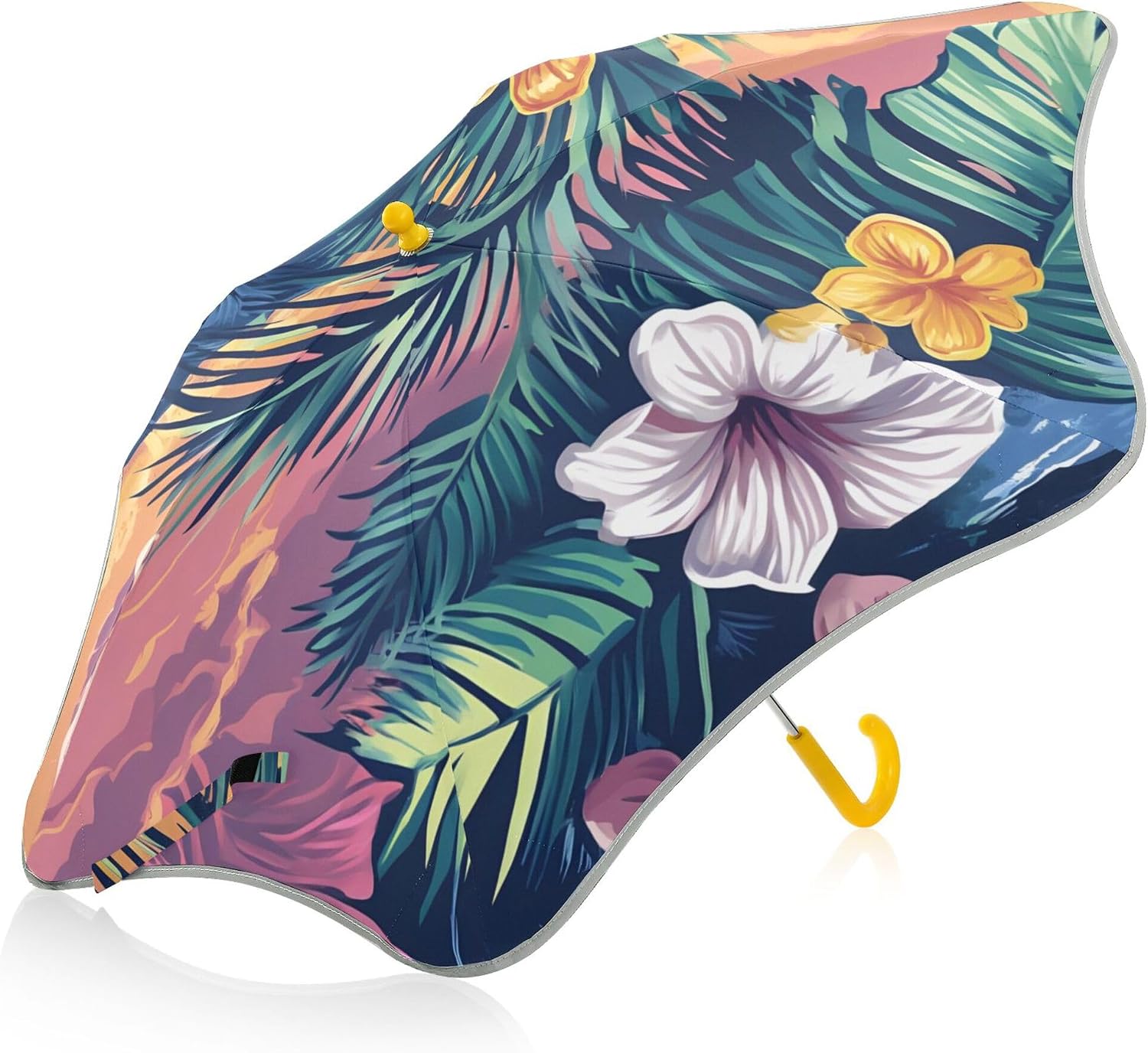 ALAZA Hawaiian Palm Flower Kids Umbrella for Girls Boys Toddler Children Rain & Sun Umbrella
