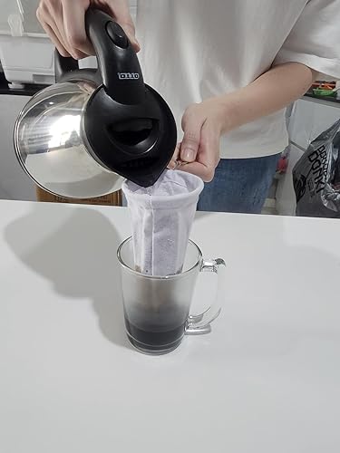 Miniatura 5 de FSBY Filtro de técafé, tamaño 3.0 pulgadas, reutilizable, estilo tradicional tailandés, calcetín de filtro de té de tela, verter encima, filtro de