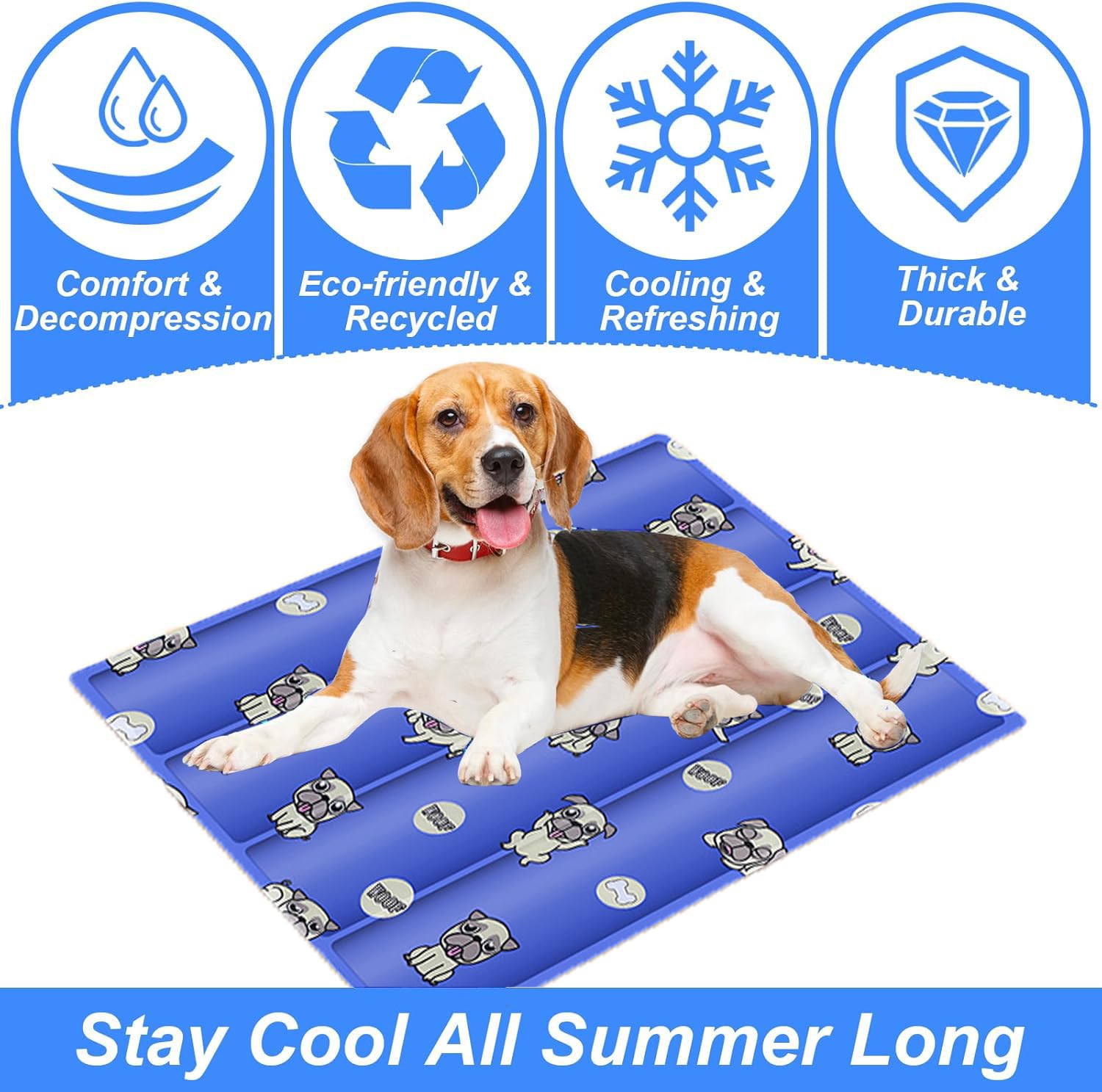 Tappeto Refrigerante Cane,Lettino Cane Estivo,Tappetino autorefrigerante per gatto,Tappetino rinfrescante per Cani e Gatti,antigraffio,durevole.per Cani,Gatti, Animali Domestici (L(60X45cm))