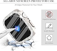 Vista 3 de WINGLE Paquete de 10 fundas protectoras de pantalla para Apple Watch de 1.614 pulgadas Series 9, 8, 7 con vidrio templado, cubierta facial