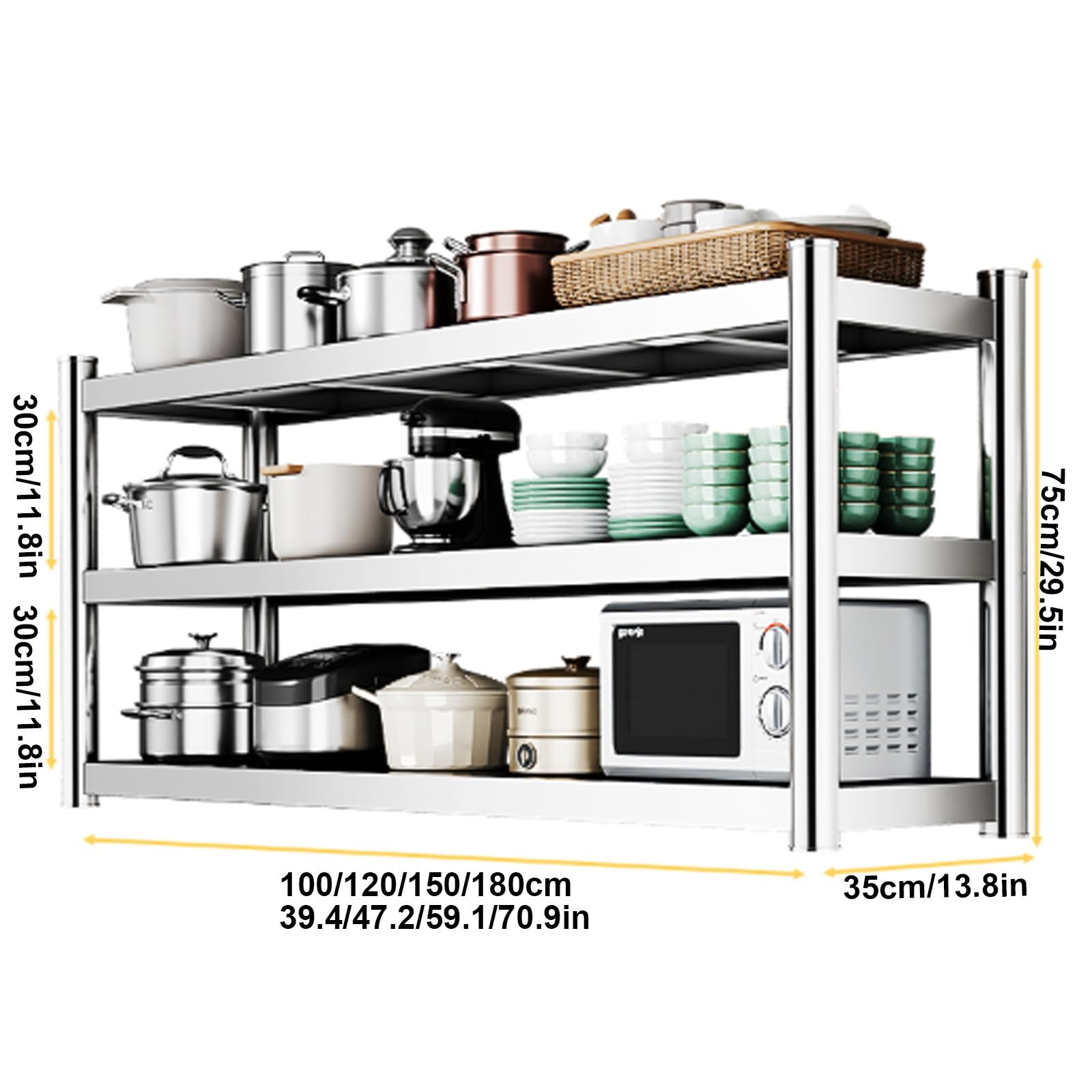 Scaffale da parete in acciaio inox, soluzione multiuso per cucina, bagno, garage, bar, scuola, durevole e salvaspazio, facile accesso