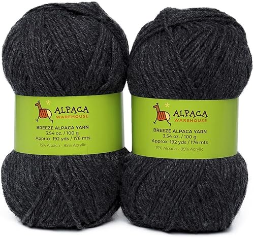 Mezcla de lana de alpaca, 2 madejas de 7.05 oz, peso peinado, celestial suave y perfecto para tejer y tejer (gris, peso peinado)