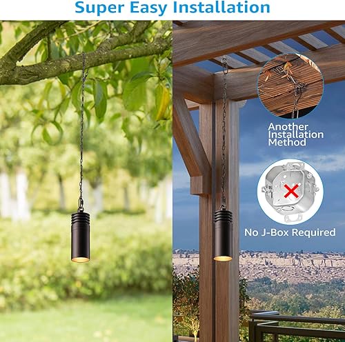 Miniatura 4 de LEONLITE Paquete de 8 luces colgantes de bajo voltaje, luces colgantes de árbol de 12 V, certificación UL, luz colgante LED para exteriores para