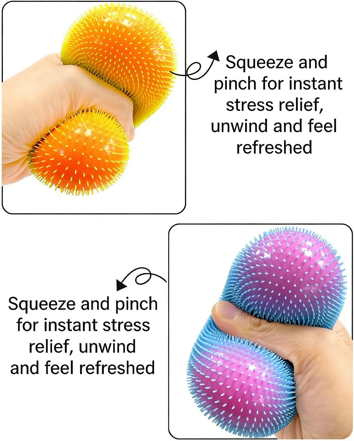 Fuzzball Squishy Fuzz Spiky Puffer Stress Ball Sensory Fidget Toys with a Velvet Texture and Soft Cloud Squish Wavy Pattern Fun Anxiety Relief Fidget Toy for Party Favors & Gift Giving(Blue)