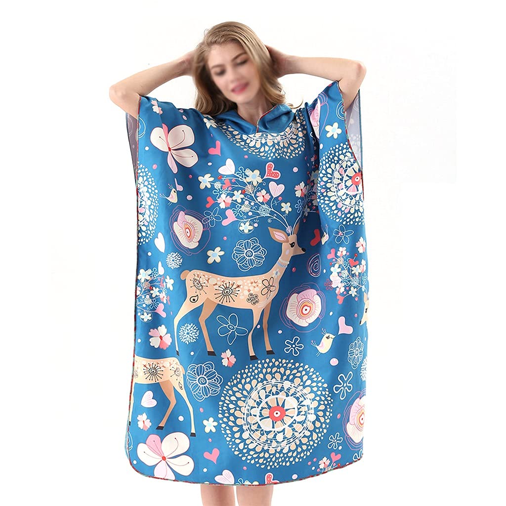 Blanket Poncho Towel Surfing Beach Snorkeling Swimming Towel Windproof Quick-Drying Bathrobe Cloak with Hood (Color : A, Size : As Shown) (A As Shown)