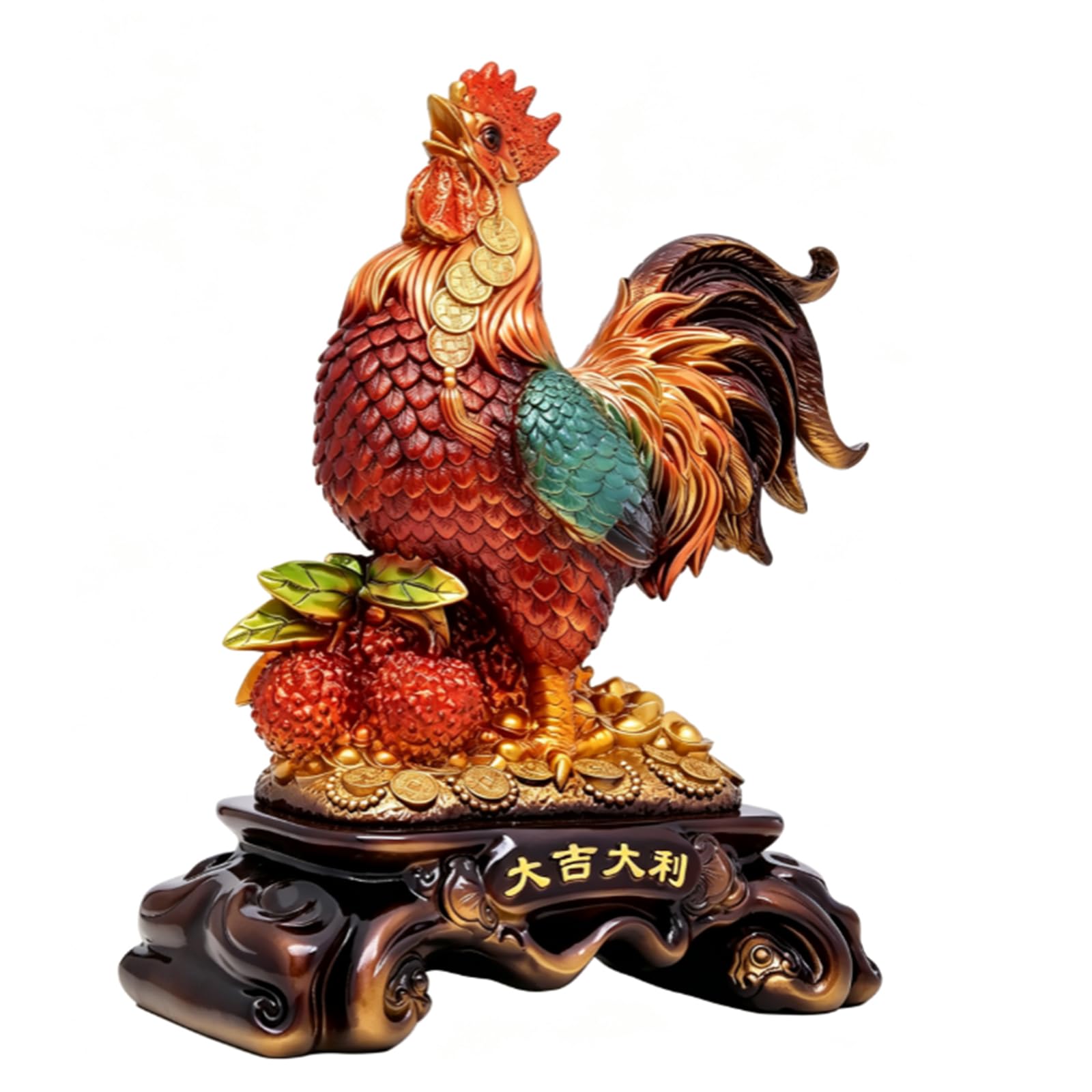 Hhhxkkuu Zodiac of the Rooster Feng Shui Lucky Golden Figurine Statue