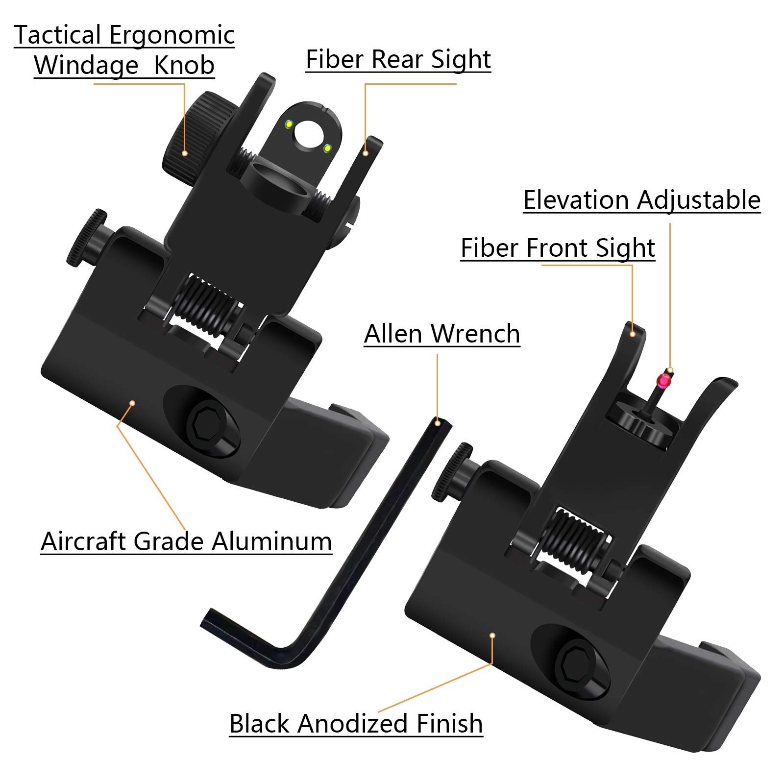 Buy AWOTAC Fiber Optics 45 Degree Offset Flip Up Iron Sights with Red
