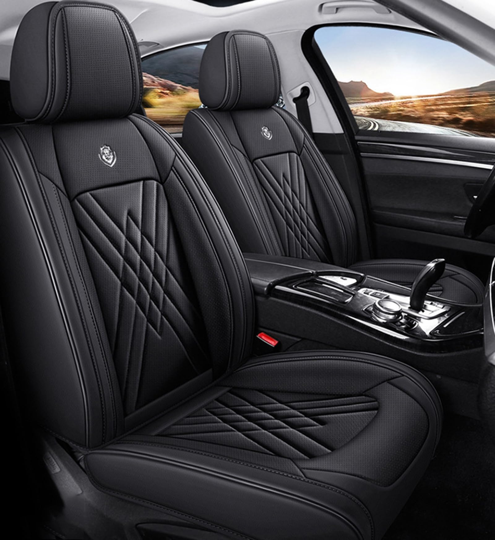 IUYIXWFP Car Seat Covers Full Set,Universal Fit for Most Cars,SUV,Sedans and Pick-up Trucks,Automotive Vehicle Leather Cushion Covers for 5 Passenger Cars,A