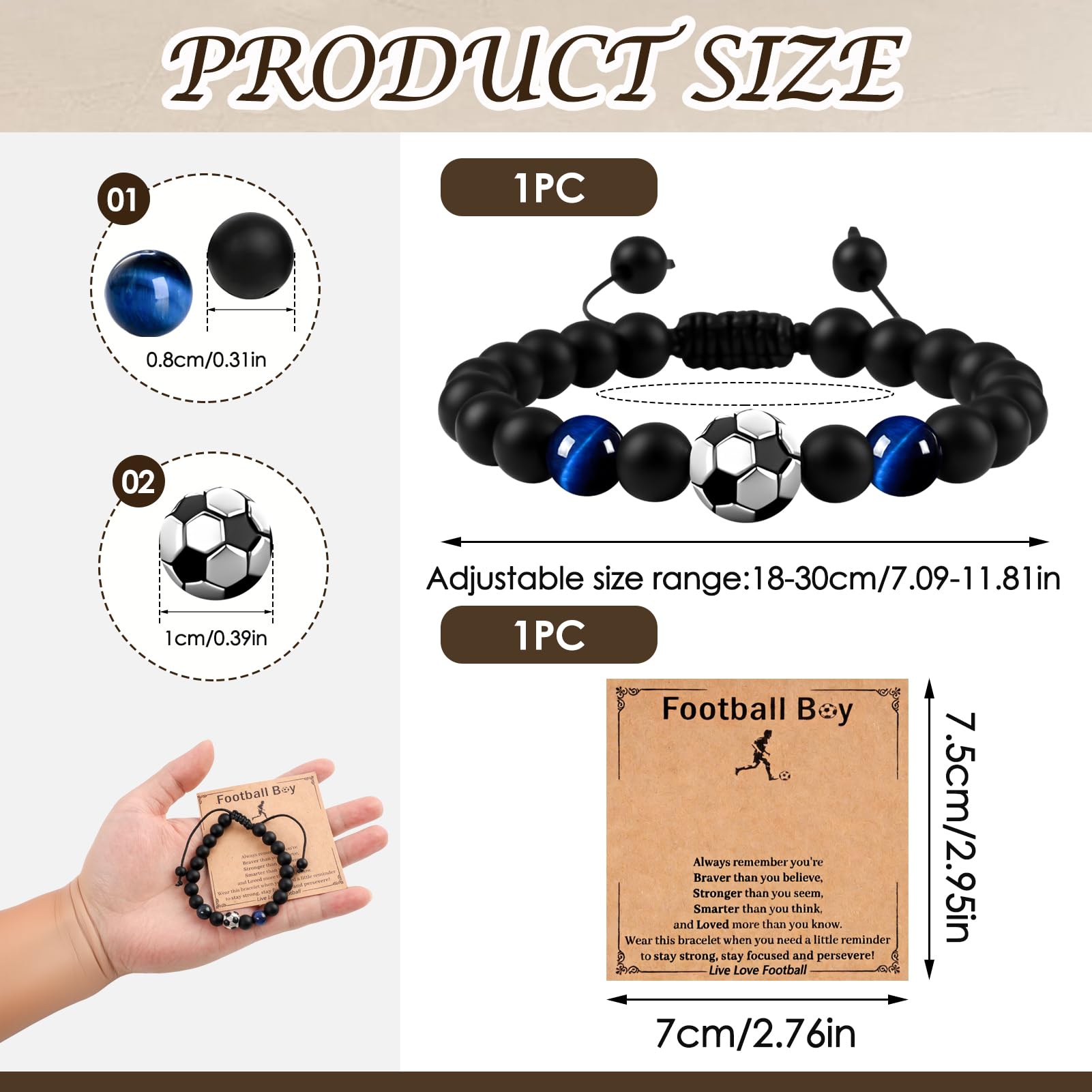 Pulseras de fútbol para Adolescentes y Hombres, Regalo para niños