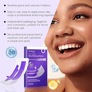 7Pcs V34 Whitening Strips - Purple Teeth Whitening Strips - Enamel Safe Whitener Strips for Sensitive Teeth - 30 Minutes Fast Results - Gentle Stain Removal for Sensitive Tooth