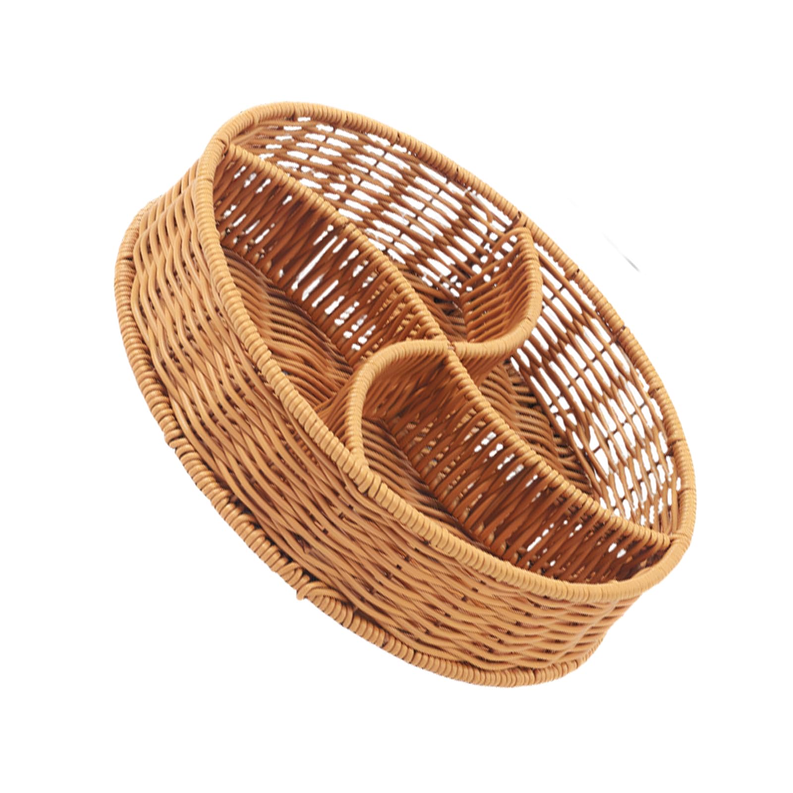 Elnwnnkc Food Safe Woven Imitation Rattan Divided Serving Platter Basket for Fruits Snacks Candy for Entertaining Guests Divided Fruit Tray