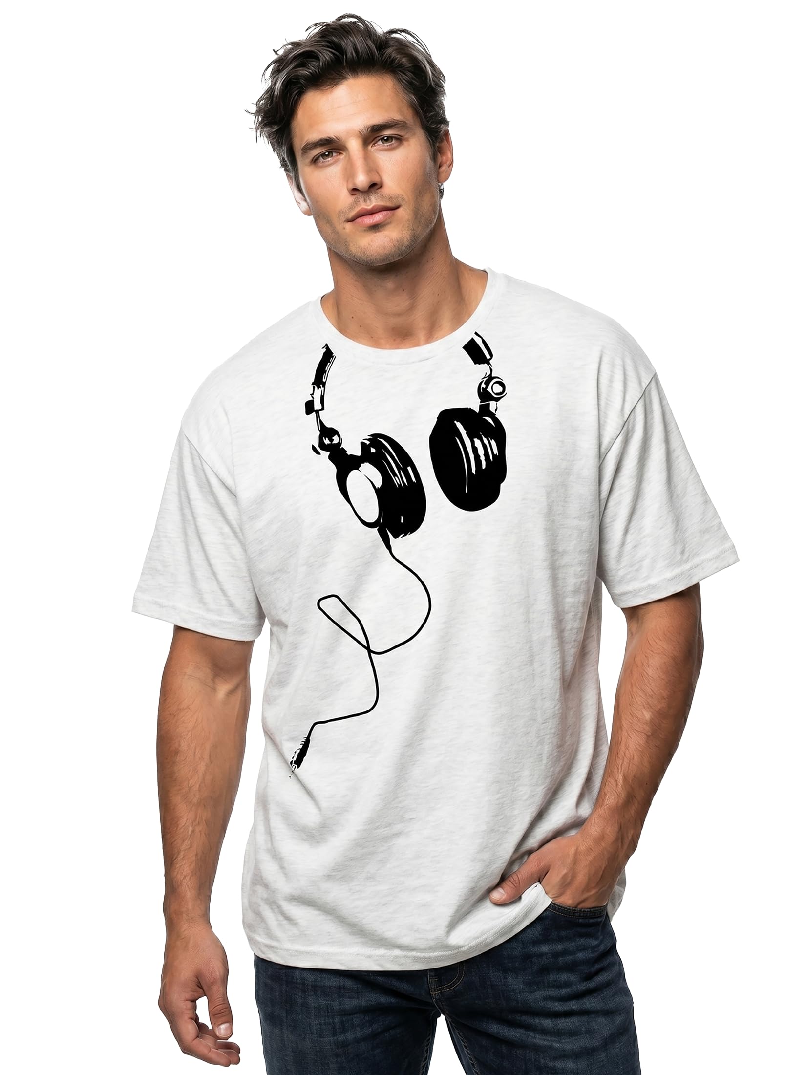 MAKAYA Camiseta con Auriculares Hombre DJ Musica