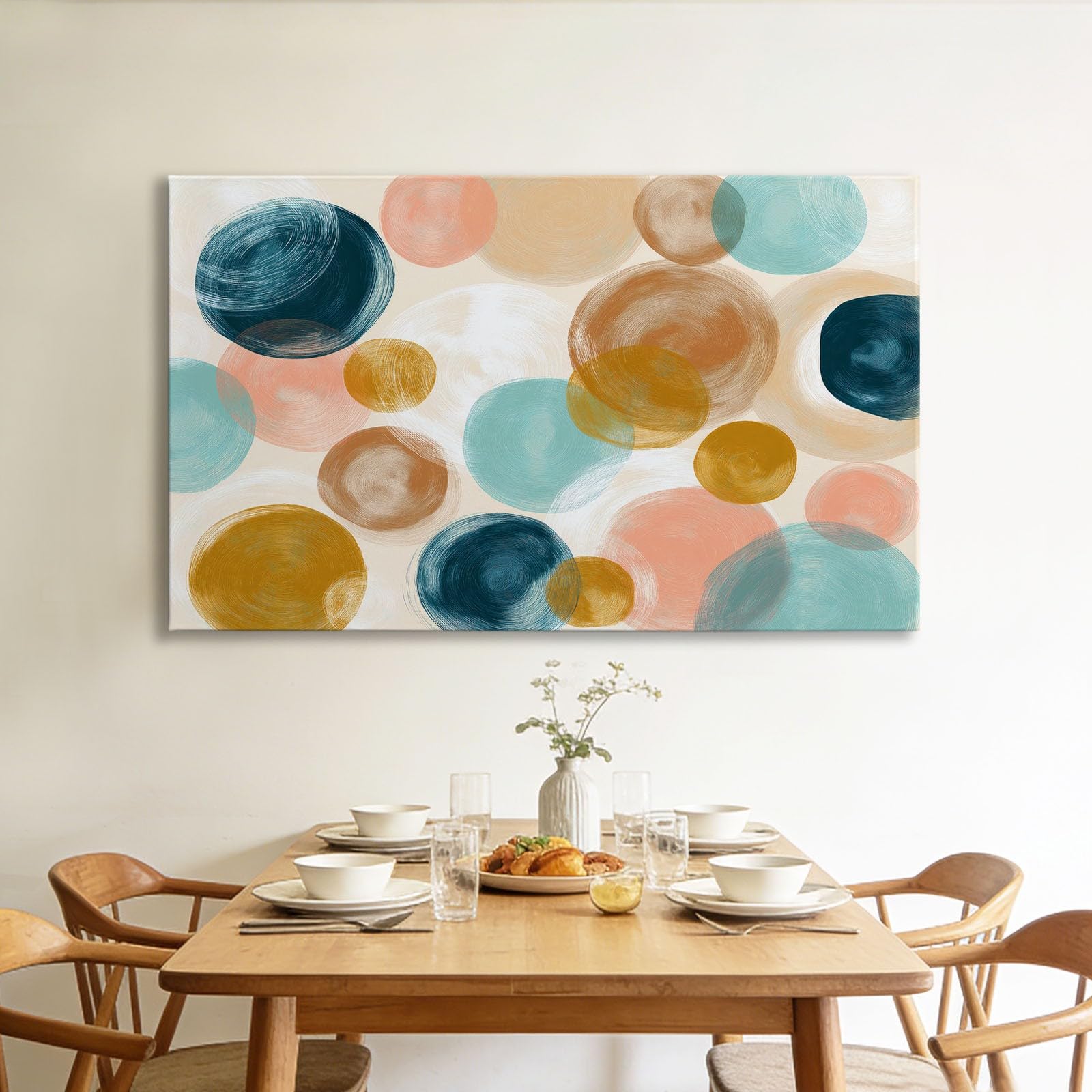 Genérico Cuadro Lienzo Decoracion Moderno Grande Arte Abstracto De Lunares 70x50cm Cuadros Decorativo con Marco, Cuadro Pared para Salon Dormitorio Baño Pasillo Hogar