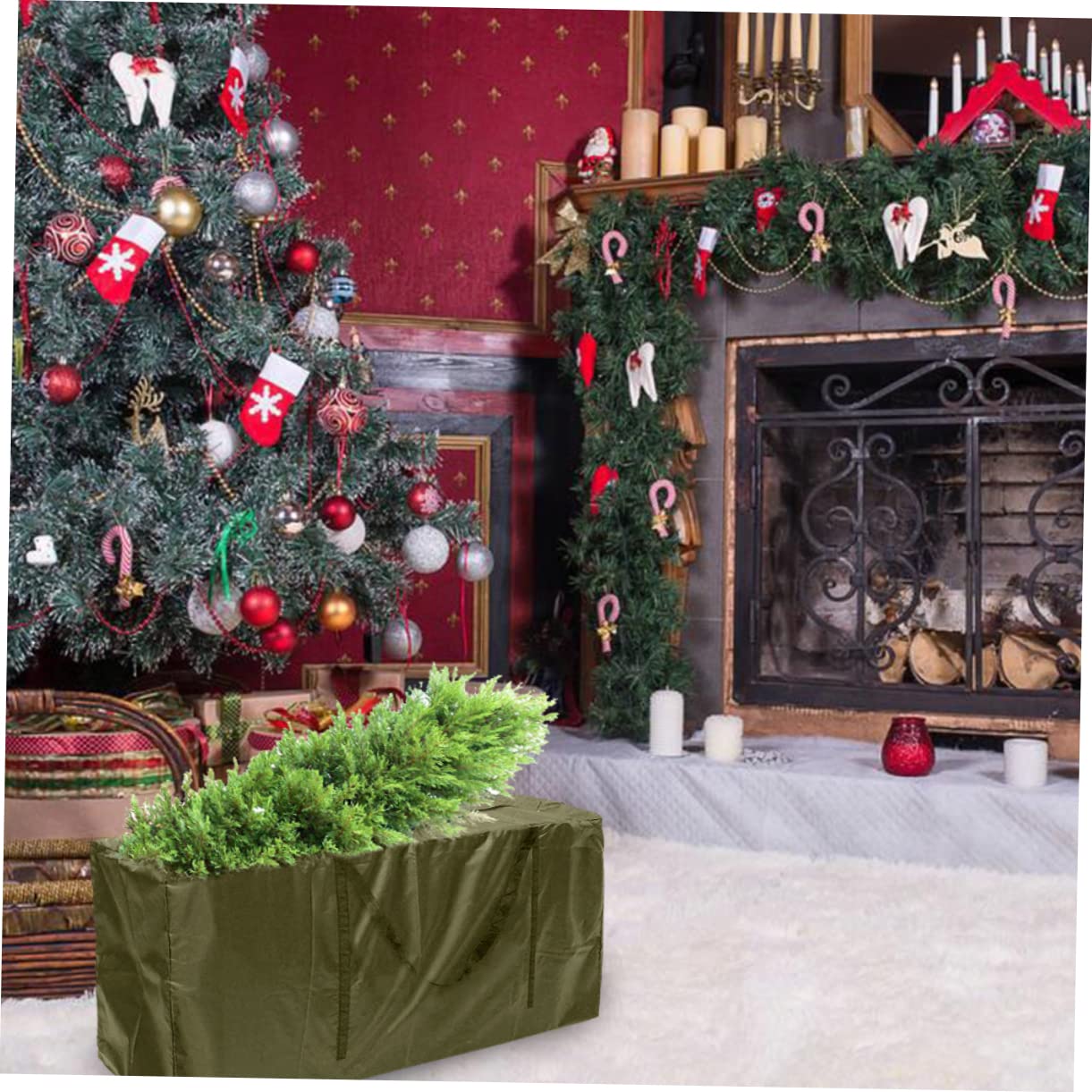 Weihnachtsbaum Aufbewahrungstasche Oxford Stoff Wasserabweisend Groß 173x76x51cm Faltbar Für Saisonlagerung Und Transport