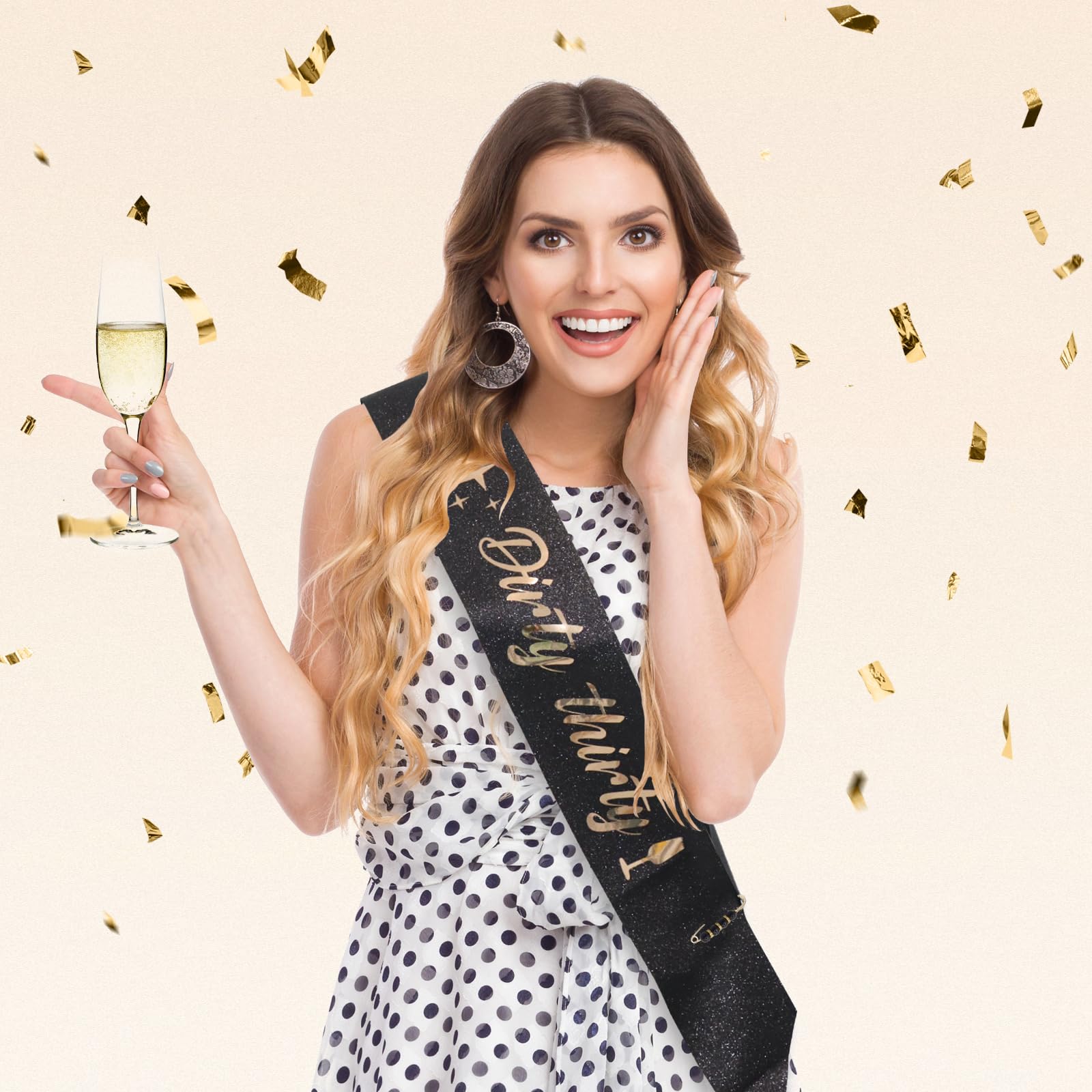Couronne Et Écharpe Dirty Thirty 30 Ans - Déco Anniversaire Femme - Doré - Cadeau Fête Reine