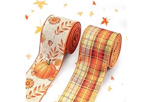 2 Rolls of 10 Yards Fall Ribbon with Wired Edge Clearance Sale