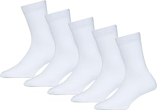 RC. ROYAL CLASS Boys and Girls Calf Length White Plain Organic Cotton School Socks (Pack of 5 Pairs) Price In India