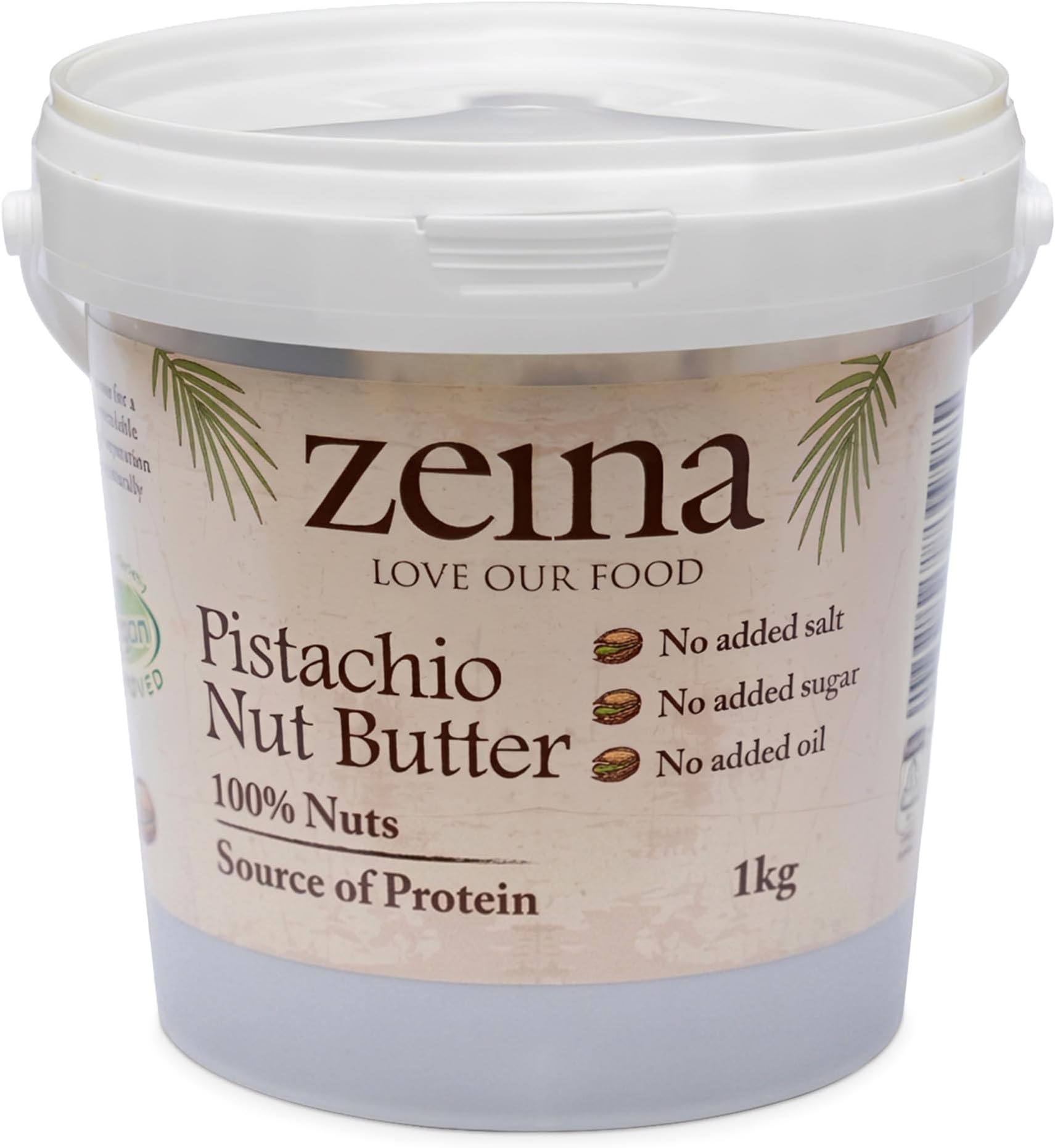Zeina 100% Pistachio Nut Butter (1Kg) - Vegan and Kosher Approved Pistachio Butter for Snacks, Cooking and Baking - NO Palm Oil, Peanut, Sesame and Gluten Free