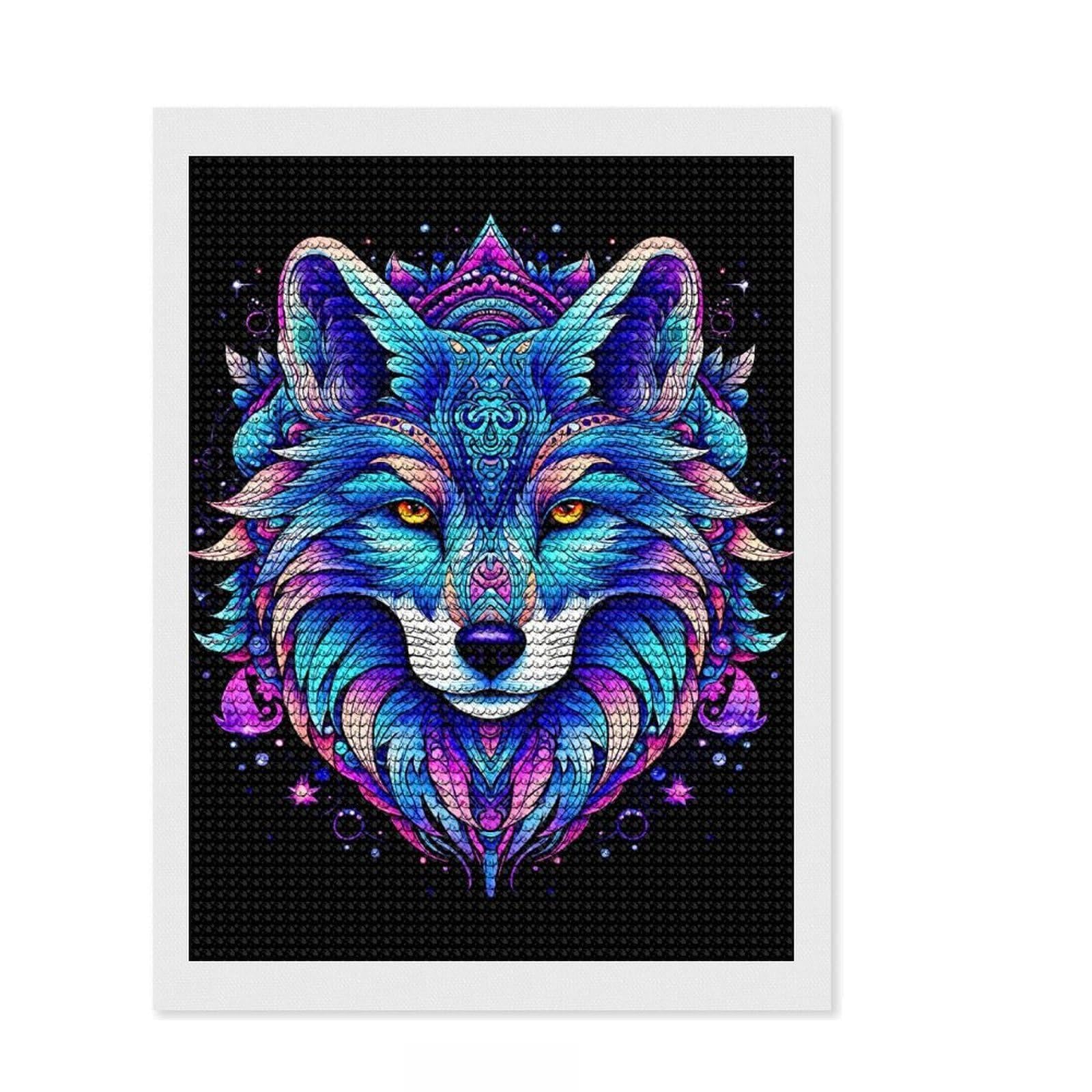 Junmoney Fantasy Wolf Diamond Painting Set 12"x16", Festive Home Decor, with Tool Kit, Gift Idea, Thoughtful Present, Creative Hobby