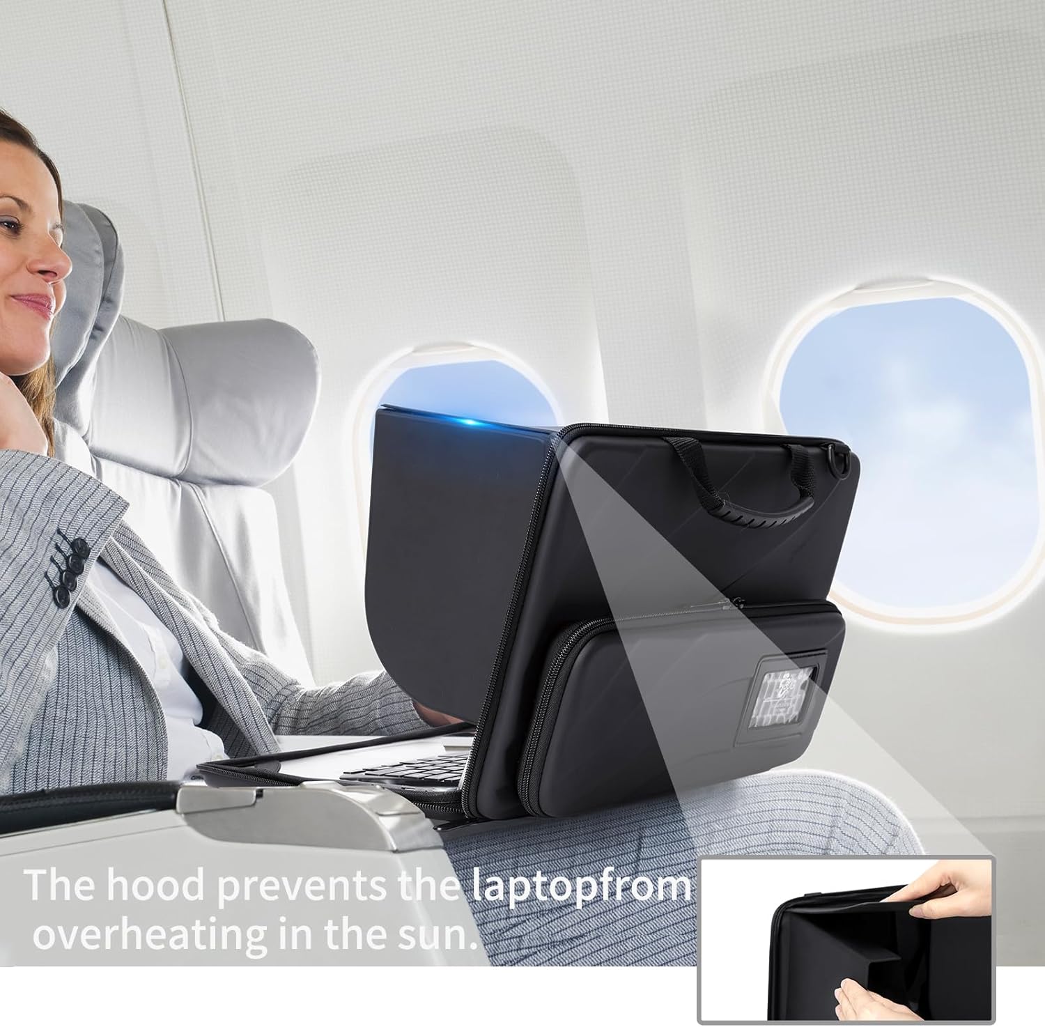 BUG 14.2-15.6 Inch Laptop Sun Shade Bag, Chromebook Protective Sleeve Case Shoulder Bag with Sun Hood Foldable Portable Shield Cover for Working Outside, Computer Hard Shell Case(Patent Pending) - Image 4