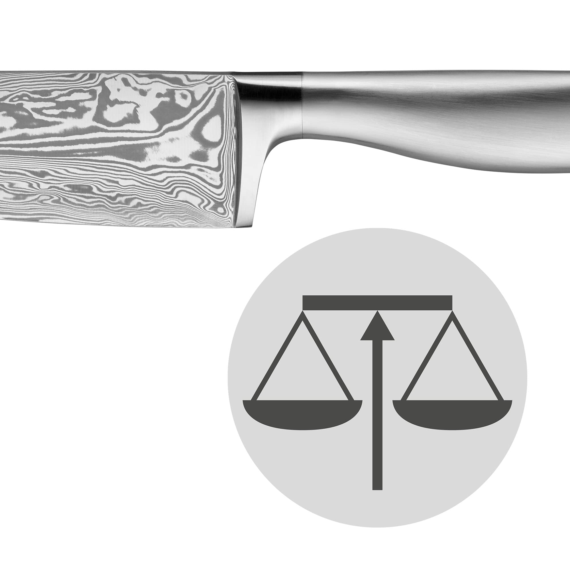 WMF Grand Gourmet Damastmesser, Santoku Messer 32 cm, Made in Germany, Damaststahl 120-lagig, Performance Cut, Klinge 18 cm