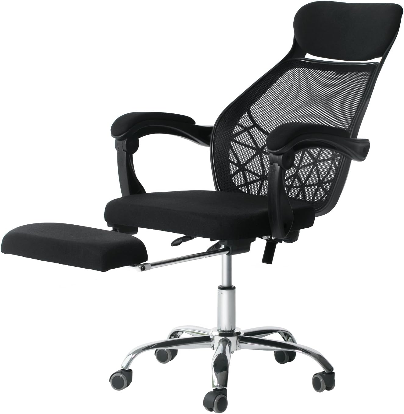 Ergonomic Reclining Office Chair - High-Back Desk Chair Racing Style with Lumbar Support - Height Adjustable Seat,Headrest- Breathable Mesh Back - Soft Foam Seat Cushion with Footrest by E EVERKING