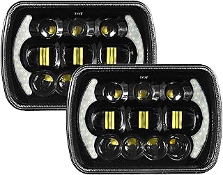 5x7 LED Headlights, Auxbeam 85W 7x6 LED Headlights with DRL High Low Beam Rectangular H6054 Headlamp Compatible for Jeep Wrangler YJ Cherokee XJ H6054 H5054 H6054LL 69822 6052 (2Pcs Black)
