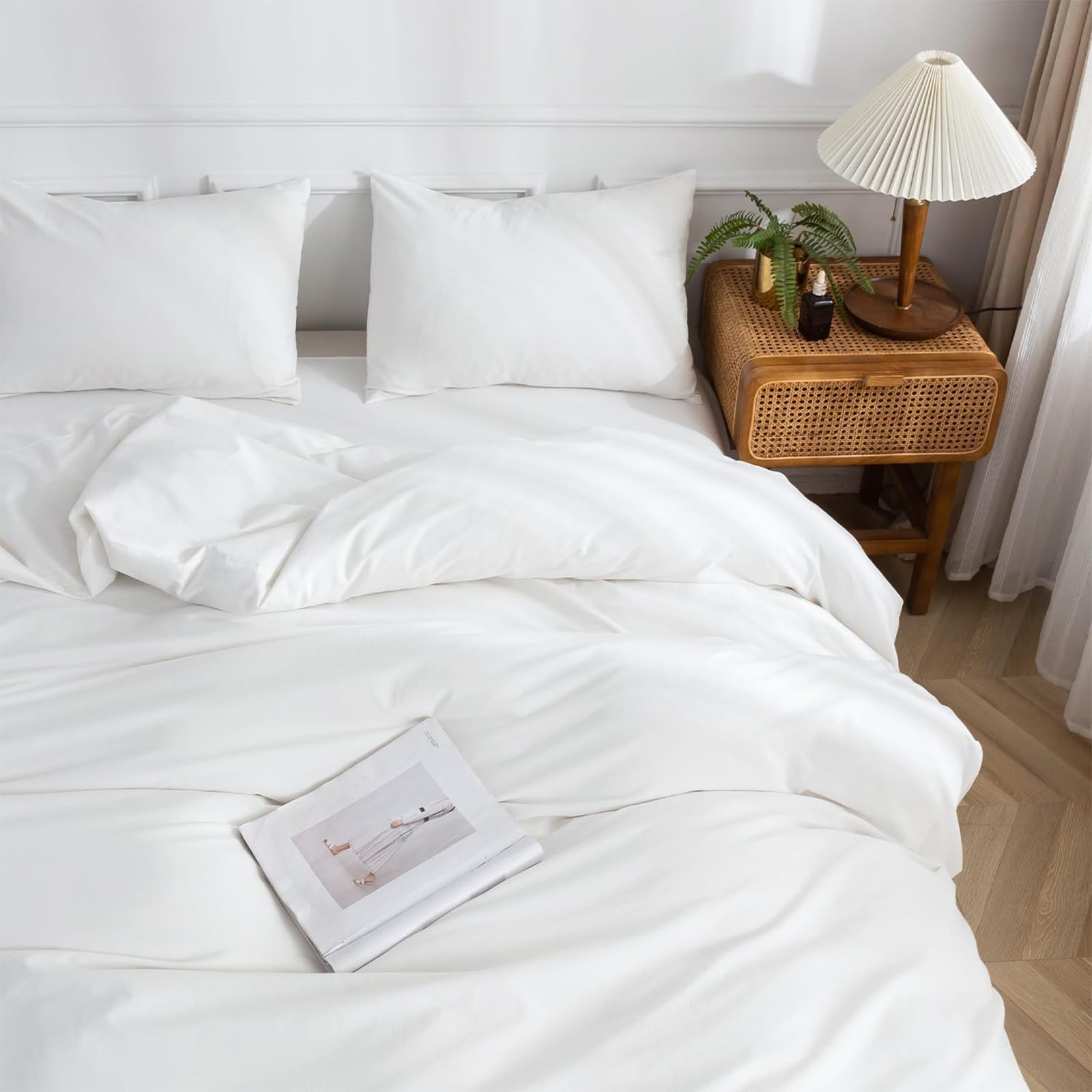 Night Zone Non-Iron Percale Duvet Cover Set - Luxury Hotel Bedding, 180 Thread Count