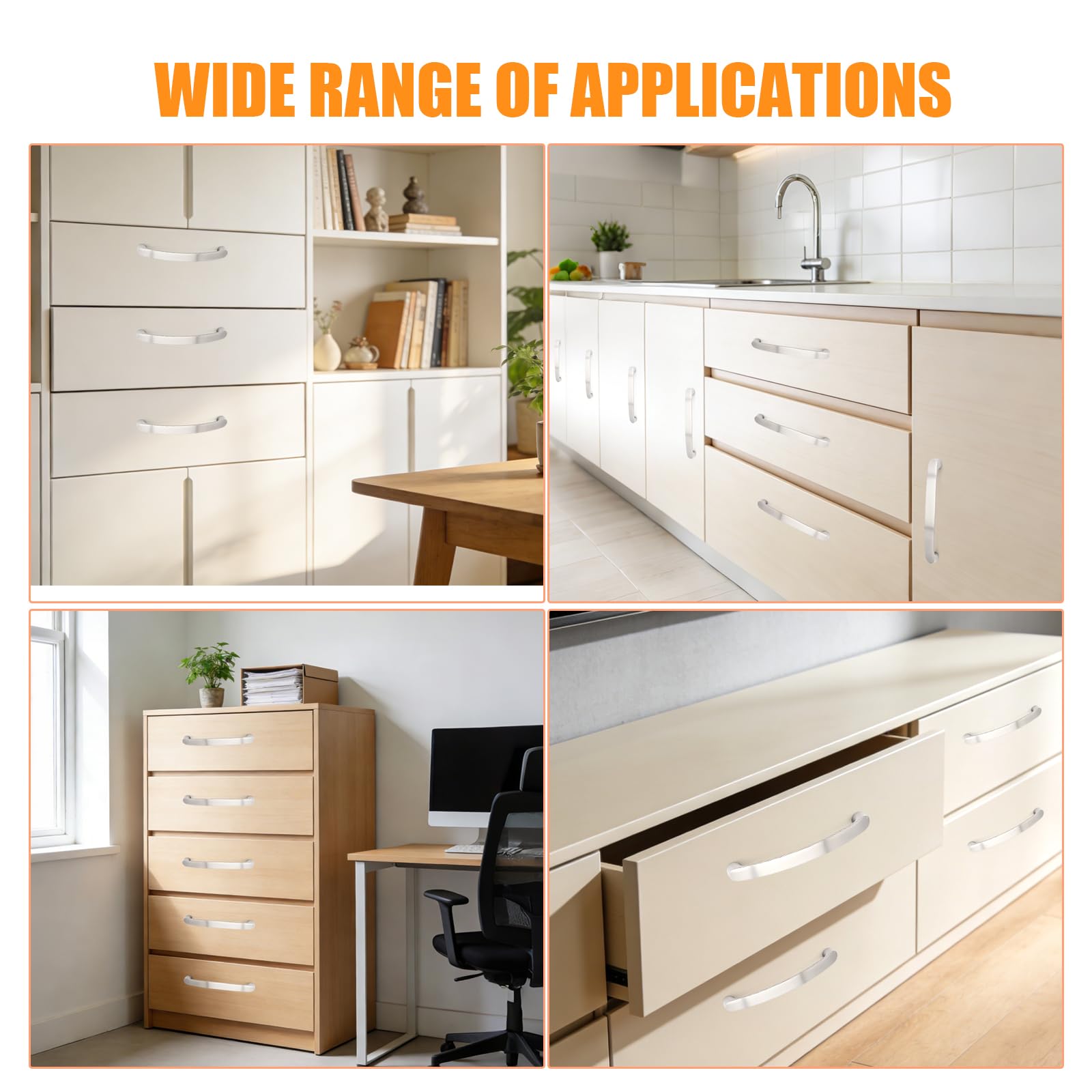 8 Pezzi Maniglie Cucina, Maniglie Mobili, Tiretti ad Arco Per Mobili, Maniglie Per Ante Armadio, Maniglie Armadio, Per Cucina, Cassetti, Camera Da Letto, Distanza Tra I Fori 128 mm