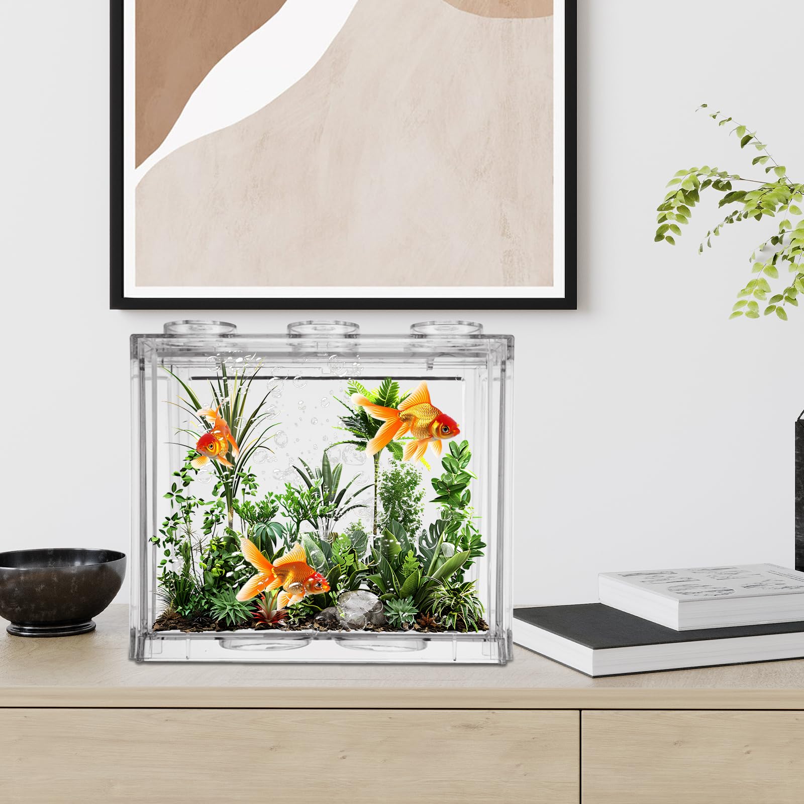 Stackable Fish Tank Snapklik.com : 4 Pack Small Betta Fish Tank, 0.6 Gallon Mini Aquarium ...