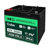 Green Cell AGM 12V 55Ah VRLA Akumulator Ołowiowy do Systemów Alarmowych | Do Kas Fiskalnych i Wag, Zabawek Dziecięcych,