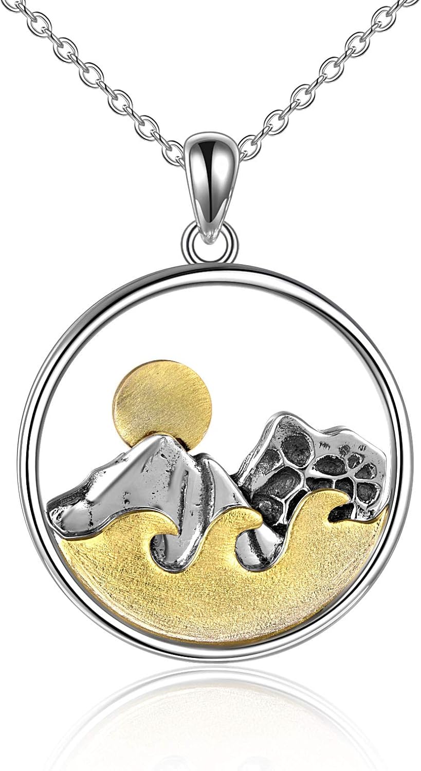 YFN Mountain Necklace for Women Sterling Silver Mountain Pendant Necklace Nature Jewelry Gift for Skiers, Hikers, Campers, Climbers and Nature Lovers