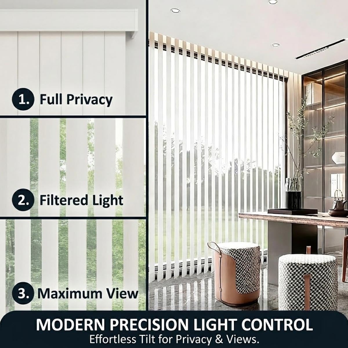 Tende A Lamelle Verticali Per Interni, Tende Verticali A Lamelle Scorrevoli, Regolazione Luce E Isolamento Termico, Veneziane Da Per Soggiorno Cucina E Ufficio(210W x 240H cm)