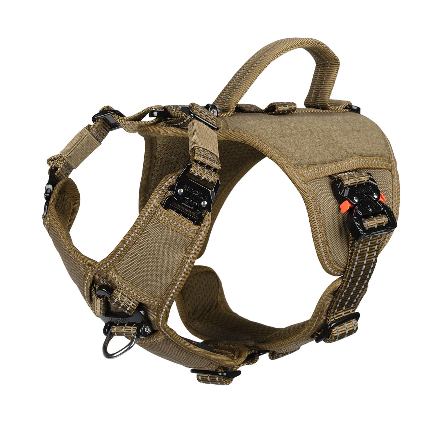 ICEFANG GN8 Tactical Dog Harness with 4X Metal Buckles for Small Sized Dogs,Reflective in Training Walking K9 Vest,No-Pull Front Leash Clip,Adjustable
