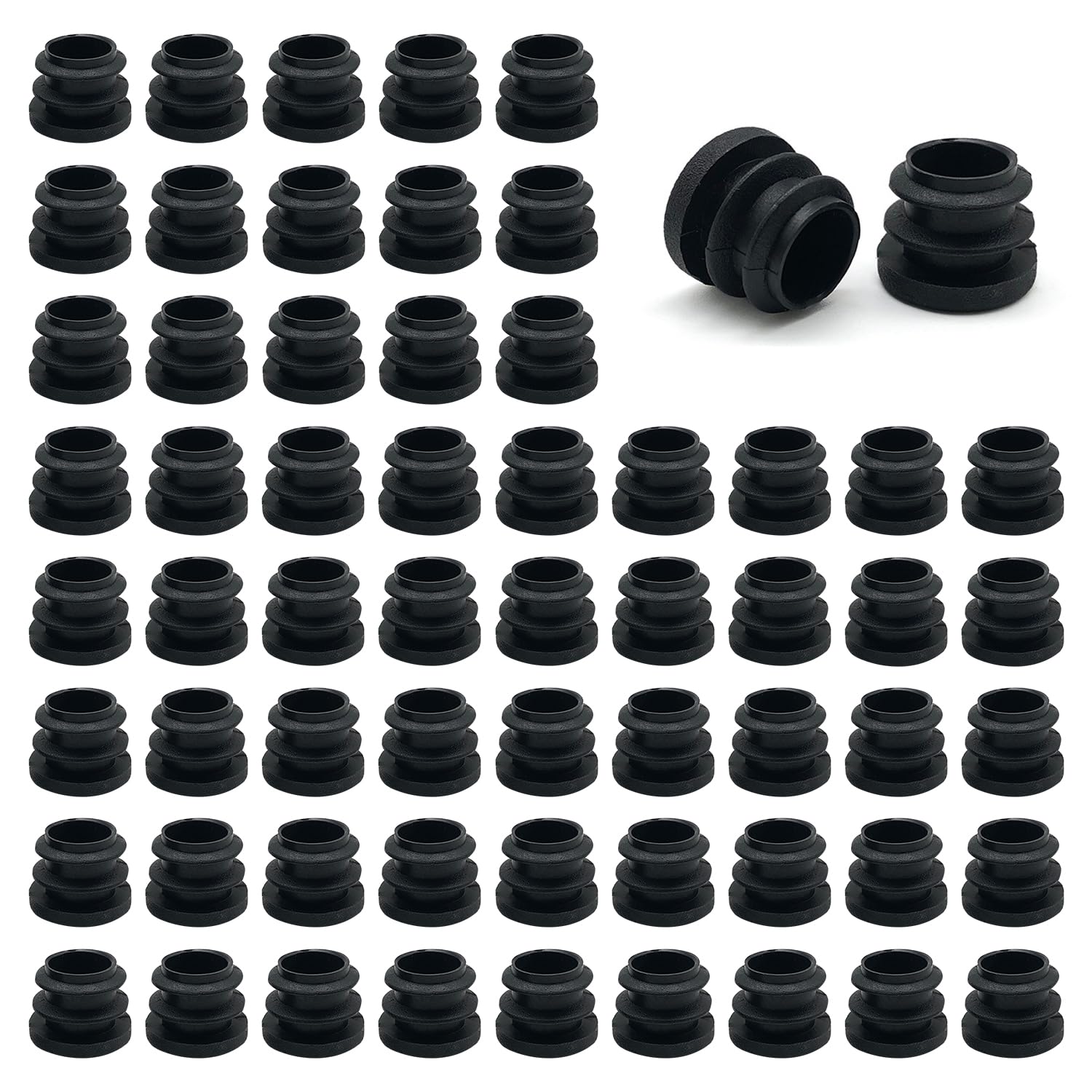 SYEYCW 60 Piezas Tapones Redondos Negro, 16mm Redondo Tapón de Plástico de Tubo, Tapón de Tubería Redondos de PE, para Tubo de Acero, Tubo de Acero Inoxidable, Tubo de Aluminio y Perfil de Aluminio