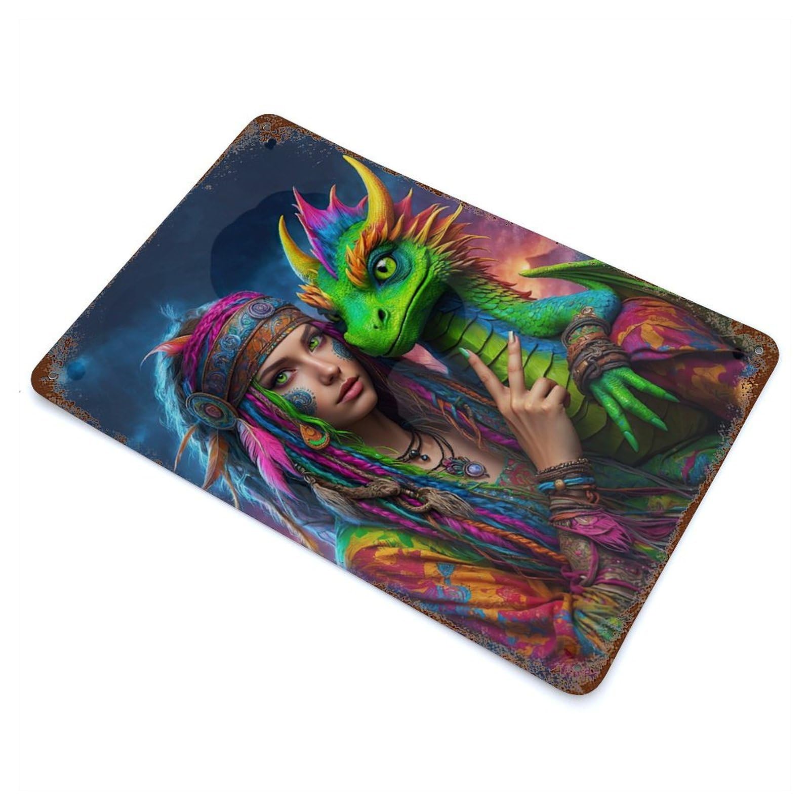 Mystical Bond 11.8"x7.9" Vintage Rust Metal Sign, Shabby Chic Decor for Garage, Bar And Workshop Decor