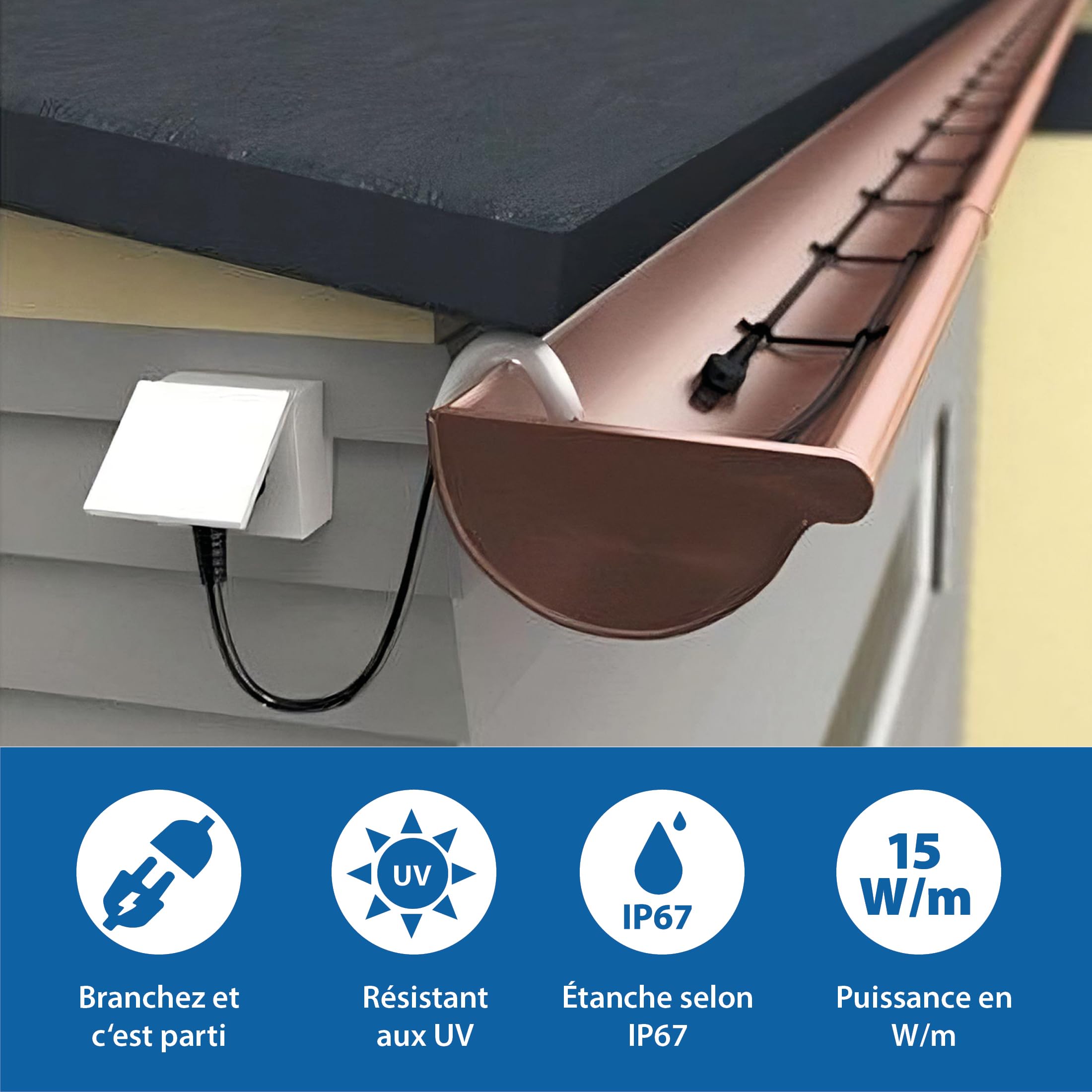 Kit complet de chauffage 6 m avec fiche de protection individuelle et bande d'étanchéité