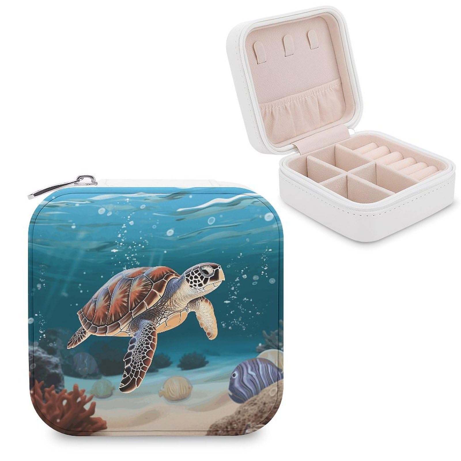VstaDank Sea Turtle Swimming Jewelry Box Beautiful Portable Ring Boxes Cute Large-Capacity Jewelry Case Jewelry Organizer for Mothers Gifts for Earrings Rings Hand Bracelet