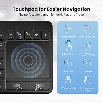 INFINMIND Wireless Bluetooth Touchpad Keyboard with 3-Device(1*USB,2*BT) Portable Computer Keyboard for Laptop,Tablet,Mac,Windows,Android,Chrome OS