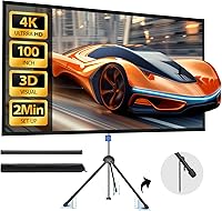 Vista 1 de Projector Screen with Stand - 100" Indoor/Outdoor 16:9, 4K HD PVC Screen with 1.5 Gain, 2IN1 for Backyard Theater & Wall Hanging, Includes Carry Bag
