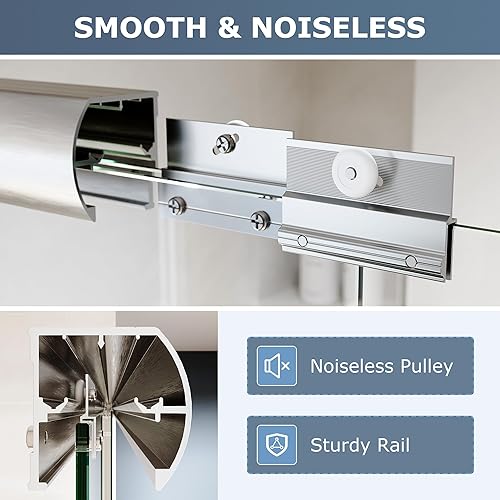 Miniatura 33 de SUNNY SHOWER B020, puertas de regadera deslizantes sin marco (56 - 60 x 72 pulgadas), cristal de 1/4 pulgada, acabado cromo