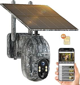 VOOPEAK Cellular Trail Camera, 2.5K Trail Cameras with Color Night Vision, Built-in SIM Card Live Streaming Pan 355° Tilt 90° Game Camera Solar Powered Motion Activated No WiFi Needed asin的图片