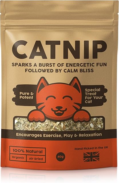 100% Natural Catnip | Encourages Exercise & Relaxation | Pure & Potent | 100% Natural, Organic & Air Dried | Cat Nip Cat Treat 40g