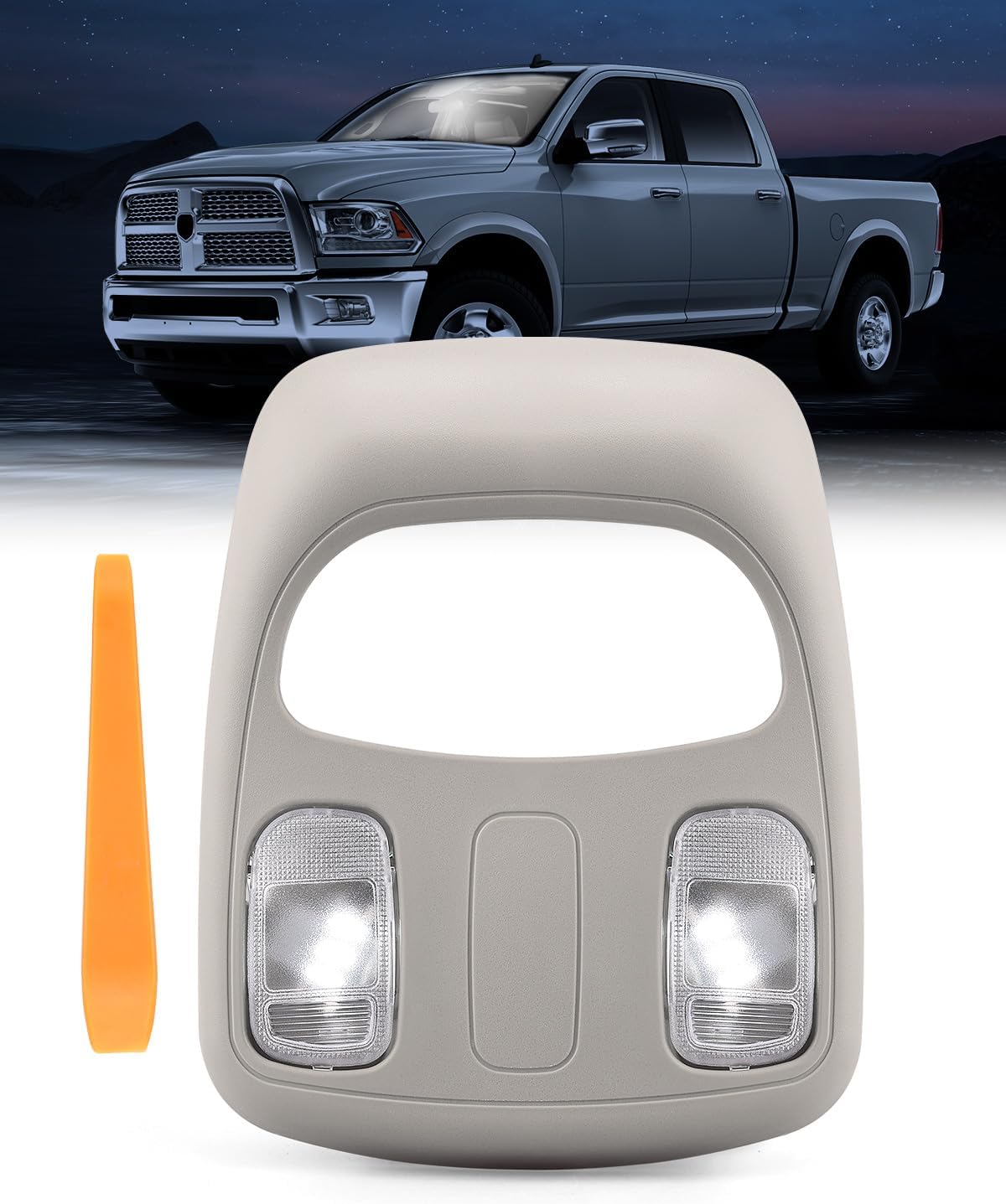 EWBN Overhead Console Reading LED Lights Compatible with 2002 2003 2004 2005 2006 2007 2008 2009 2010 Dodge Ram 1500 2500 3500 4500 5500,Replace 1DK78BD1AA Dome Map Reading LED Light Assembly