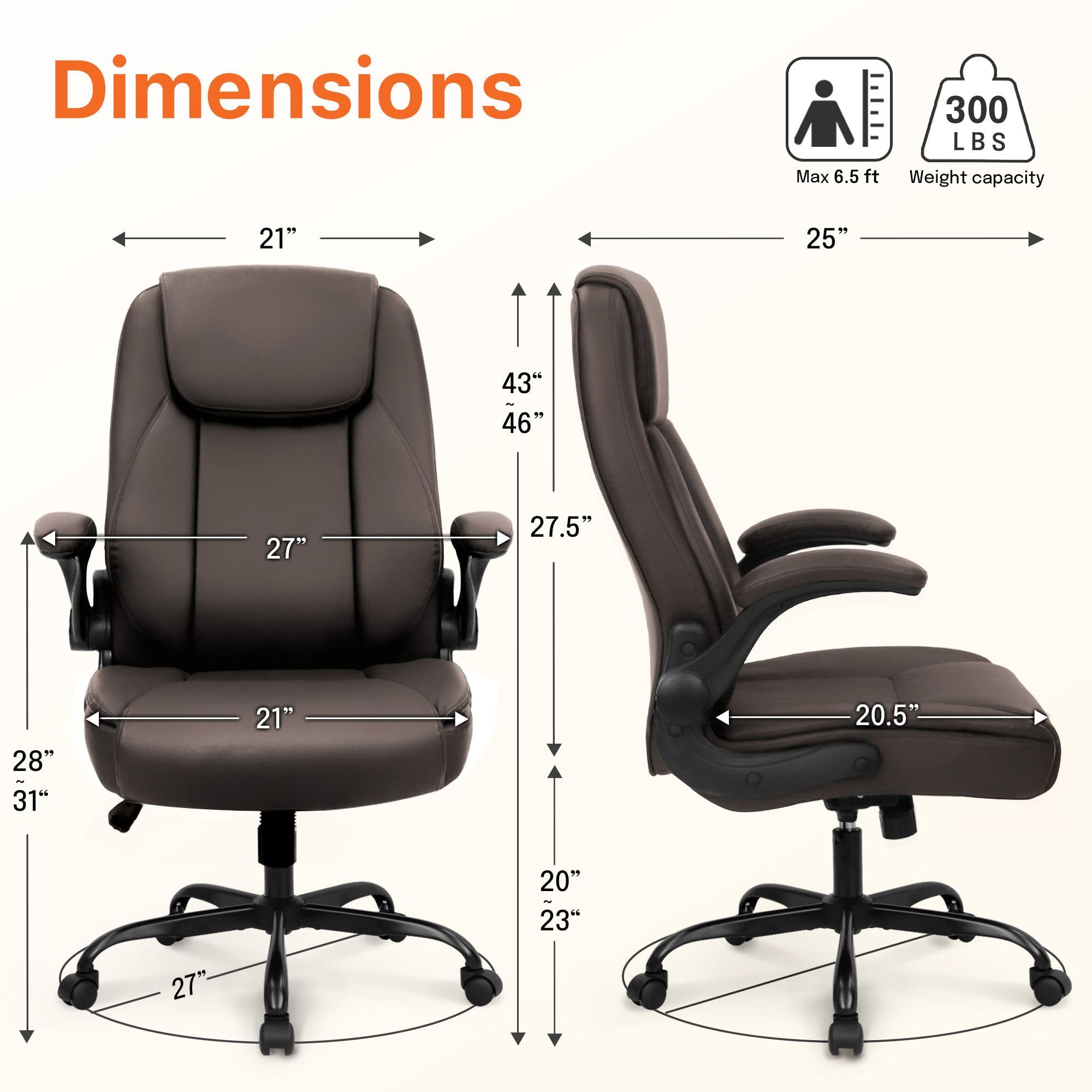 NEO CHAIR Ergonomic Office Desk Gaming Computer Chair Executive High Back Support Flip-up Arms Adjustable Height Swivel Rolling — view 3