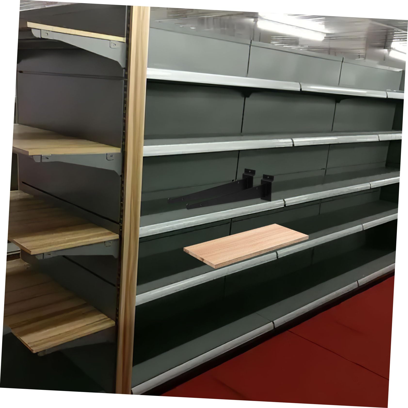 SHINEOFI 6 Stück Regalhalter aus Metall und Eisen Robuste Schwarze Wandhalterungen für Lamellenwand Einfache Montage und Vielseitige Nutzung im Supermarkt und Präsentation