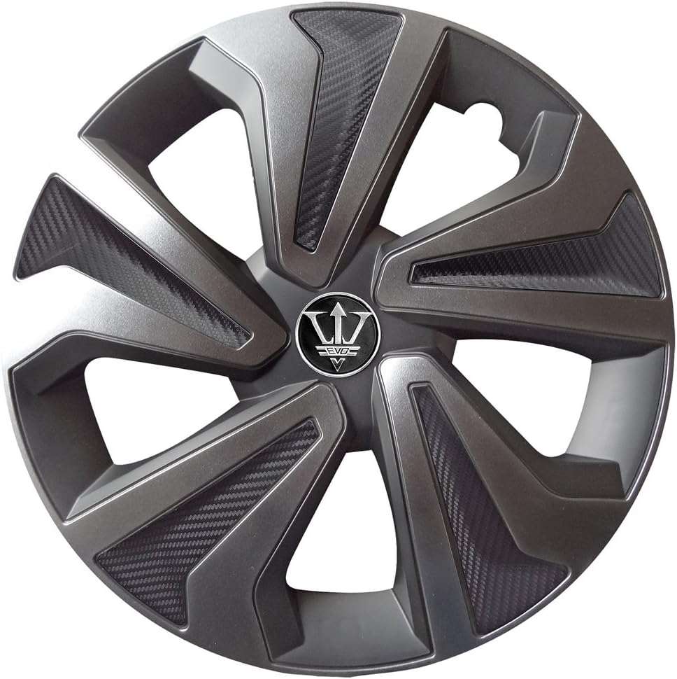 Street Rhino 15'' Carbon/Metallic Grey Hamilton Wheel Covers/Rims x4 Designed For Honda Civic