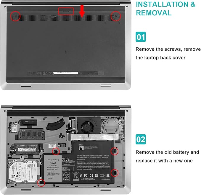 Batería Fancy Buying 9470M 43Wh 11.1V LiPo para Dell Inspiron Latitude miniatura 7