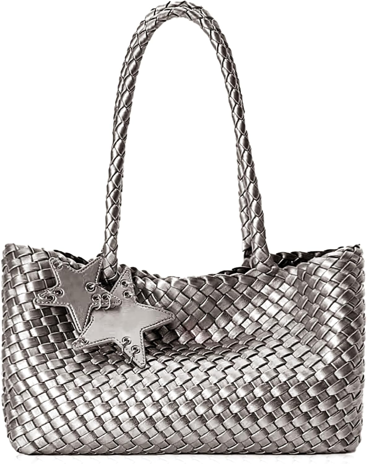 Fashion Shoulder Hobo Bag, Woven Tote Bag for Women, Travel Leather Beach Bags Shopper Handbag, Work Purses for Women